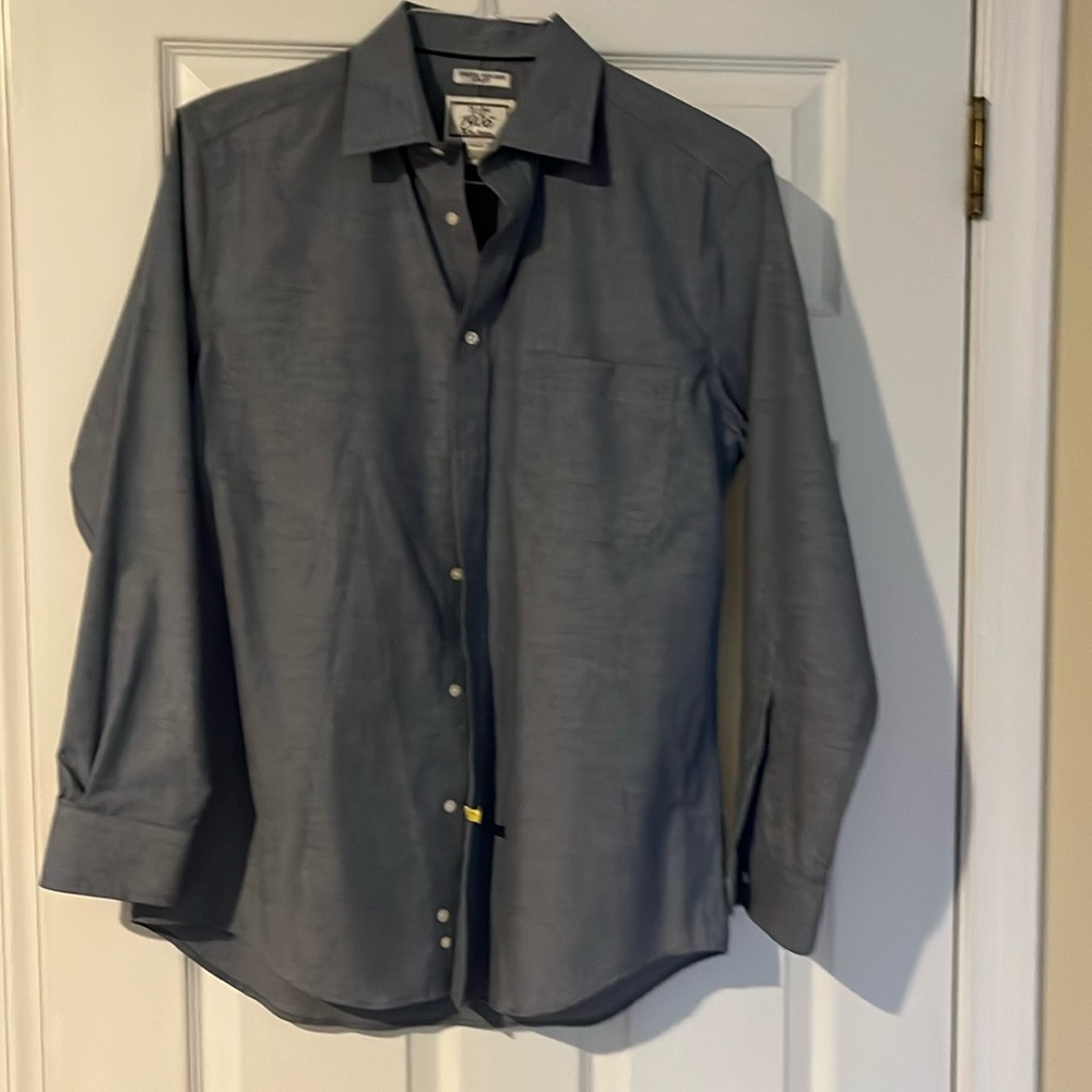 Jos A Banks 1905 stretch non-iron slim fit blue dress shirt 15 1/2-32